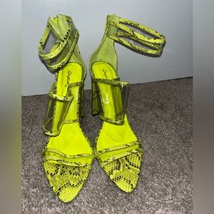 Qupid Neon Snakeskin Heels